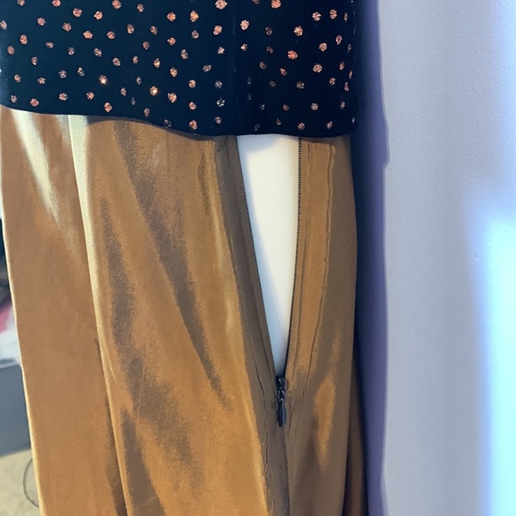 ARIANNA by Rachel Kaye formal evening gown prom black velvet top bronze skirt 12 - Picture 3 of 7